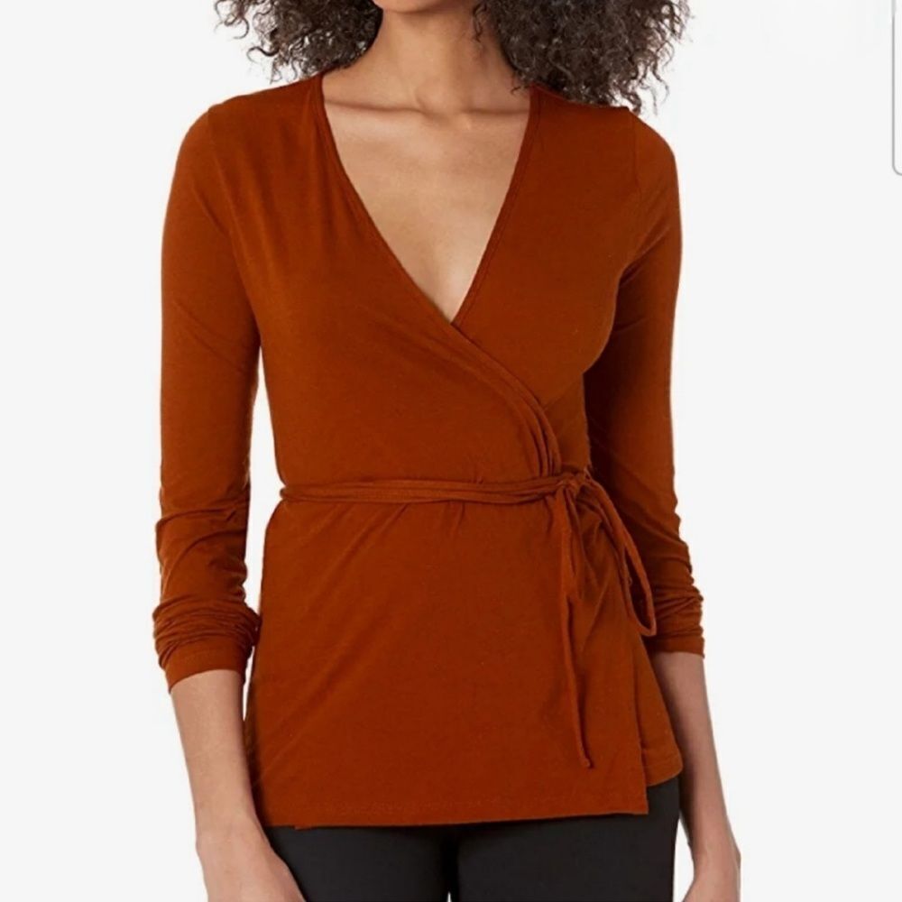 Rebecca Taylor Slim Wrap Blouse Size XS‎ Rust Color NWT in packaging